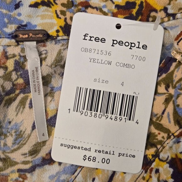 Free People Nadia Floral Wrap Mini Skirt Yellow 4 Romantic Boho Indy Flowy NWT - Picture 8 of 13